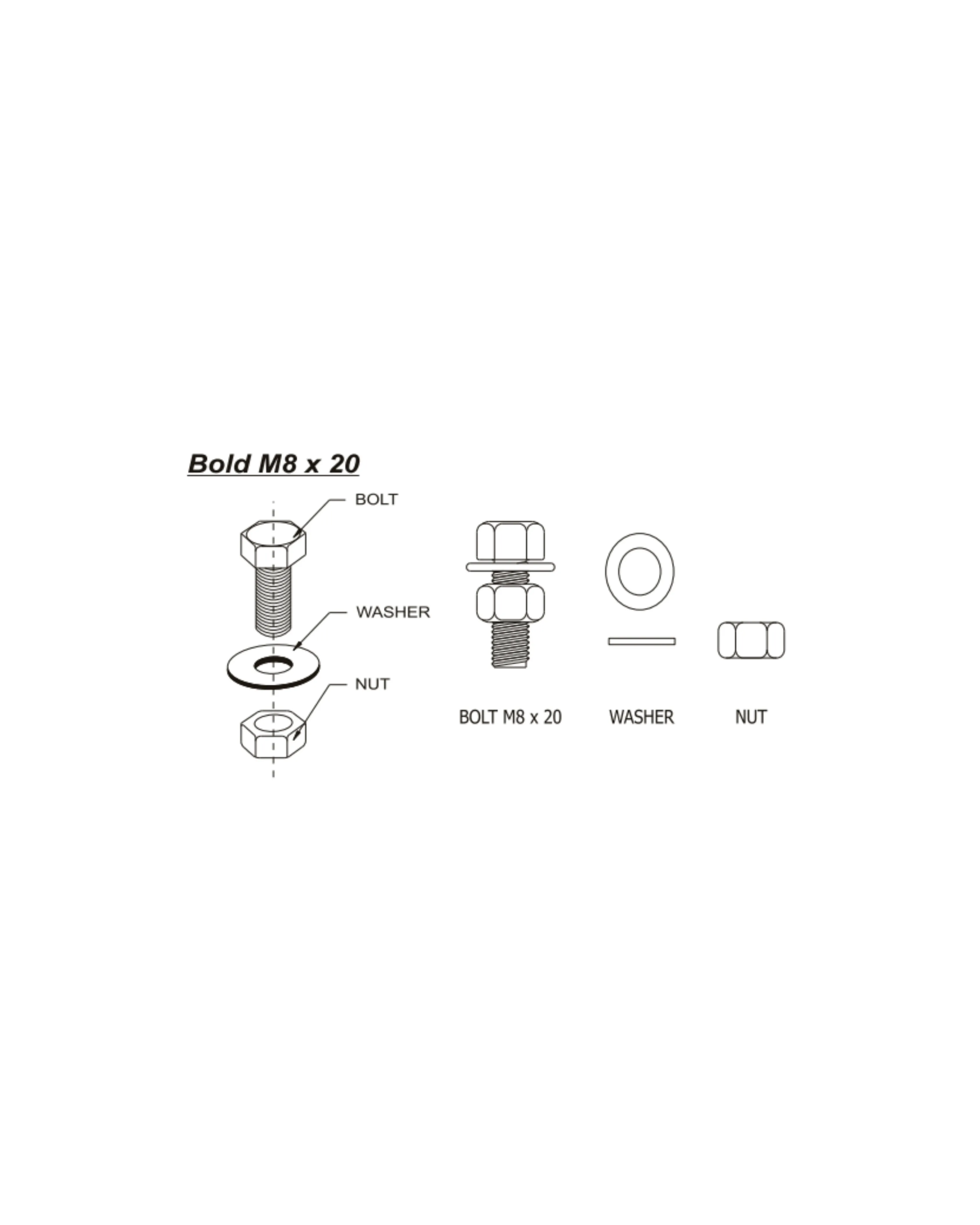 Bolt (Bolt M8x20 & Bolt CB 3/8 x 3/4)